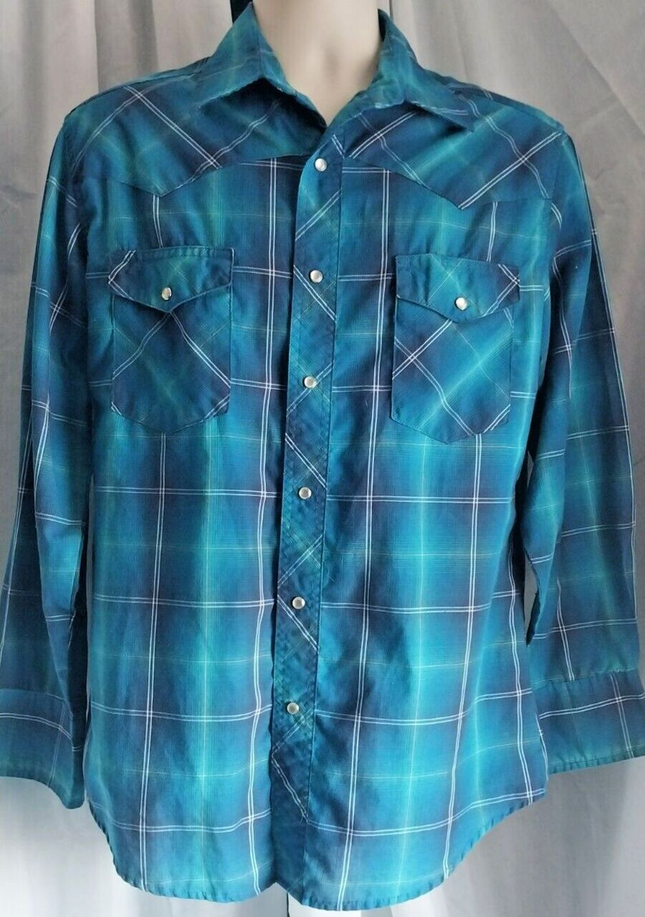 Wrangler Mens Set of 2 Western Cowboy Long Sleeve Button Down Shirt Medium - Picture 10 of 10